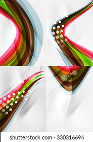 Set abstrakter Hintergründe. Kurven mit Licht- und Schatteneffekten, Regenbogenfarben und -falten