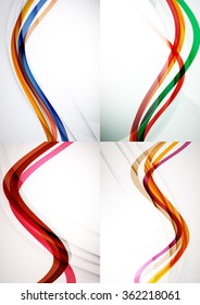 Set of abstract backgrounds. Curve wave lines with light and shadow effects Set of abstract backgrounds. Curve wave lines with light and shadow effects