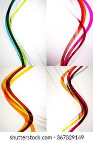 Conjunto de fondos abstractos. Líneas de onda de curva con efectos de luz y sombra