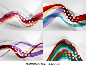 Conjunto de fondos abstractos. Líneas de onda de curva con efectos de luz y sombra