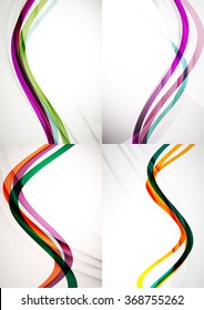 Conjunto de fondos abstractos. Líneas de onda de curva con efectos de luz y sombra