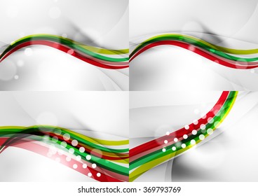 Set abstrakter Hintergründe. Kurven mit Licht- und Schatteneffekten