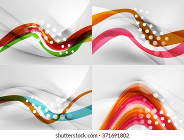 Conjunto de fondos abstractos. Líneas de onda de curva con efectos de luz y sombra