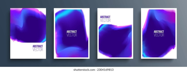 Conjunto de fondos abstractos con gradientes de color azul profundo para el diseño gráfico creativo. Cubre las plantillas con formas dinámicas fluidas. Ilustración vectorial.