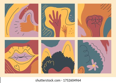 abstrakte Hintergründe, mit verschiedenen Formen und Doodles-Objekten, Vektorgrafik-Design