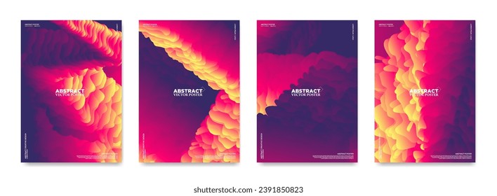 A set of abstract backgrounds with the effect of flowing lava