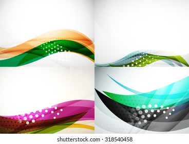 Set of abstract backgrounds. Elegant colorful decorated lines and waves with copyspace for your message. Banner advertising layouts - templates and wallpapers