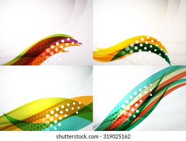 Set of abstract backgrounds. Elegant colorful decorated lines and waves with copy space for your message. Banner advertising layouts - templates and wallpapers