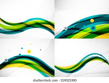 Set of abstract backgrounds. Elegant colorful decorated lines and waves with copy space for your message. Banner advertising layouts - templates and wallpapers