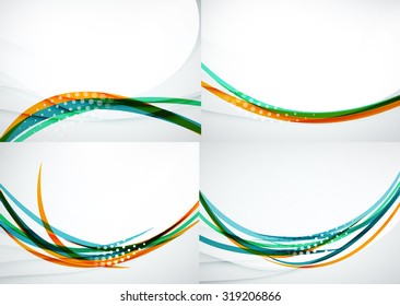 Set of abstract backgrounds. Elegant colorful decorated lines and waves with copy space for your message. Banner advertising layouts - templates and wallpapers