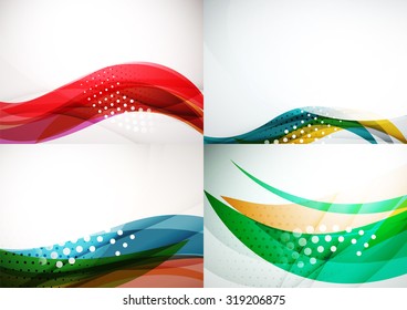 Set of abstract backgrounds. Elegant colorful decorated lines and waves with copy space for your message. Banner advertising layouts - templates and wallpapers