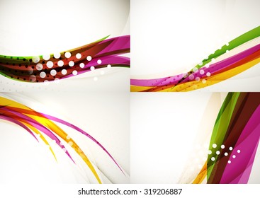 Set of abstract backgrounds. Elegant colorful decorated lines and waves with copy space for your message. Banner advertising layouts - templates and wallpapers