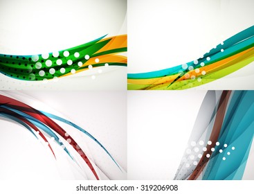 Set of abstract backgrounds. Elegant colorful decorated lines and waves with copy space for your message. Banner advertising layouts - templates and wallpapers