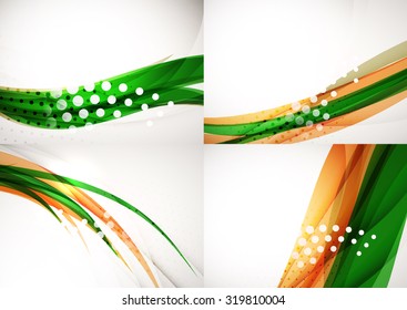 Conjunto de fondos abstractos. Elegantes líneas y olas de colores con espacio de copias para tu mensaje. Diseños publicitarios de pancartas - plantillas y fondos de pantalla