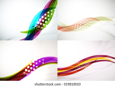 Conjunto de fondos abstractos. Elegantes líneas y olas de colores con espacio de copias para tu mensaje. Diseños publicitarios de pancartas - plantillas y fondos de pantalla
