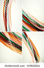 Conjunto de fondos abstractos. Elegantes líneas y olas de colores con espacio de copias para tu mensaje. Diseños publicitarios de pancartas - plantillas y fondos de pantalla