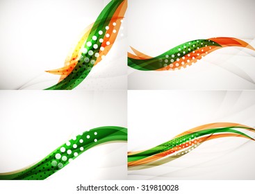 Set of abstract backgrounds. Elegant colorful decorated lines and waves with copyspace for your message. Banner advertising layouts - templates and wallpapers