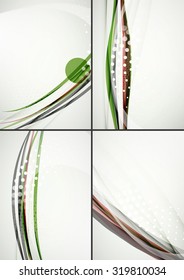 Set of abstract backgrounds. Elegant colorful decorated lines and waves with copyspace for your message. Banner advertising layouts - templates and wallpapers