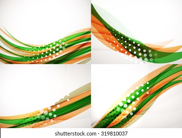 Set of abstract backgrounds. Elegant colorful decorated lines and waves with copyspace for your message. Banner advertising layouts - templates and wallpapers
