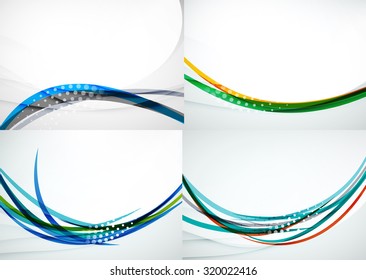 Conjunto de fondos abstractos. Elegantes líneas y olas de colores con espacio de copias para tu mensaje. Diseños publicitarios de pancartas - plantillas y fondos de pantalla