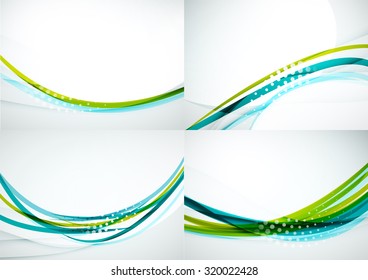 Set of abstract backgrounds. Elegant colorful decorated lines and waves with copyspace for your message. Banner advertising layouts - templates and wallpapers
