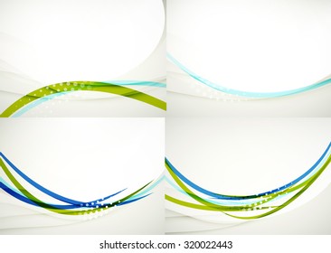 Set of abstract backgrounds. Elegant colorful decorated lines and waves with copyspace for your message. Banner advertising layouts - templates and wallpapers