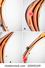 Set of abstract backgrounds. Elegant colorful decorated lines and waves with copyspace for your message. Banner advertising layouts - templates and wallpapers