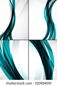 Set of abstract backgrounds. Elegant colorful decorated lines and waves with copyspace for your message. Banner advertising layouts - templates and wallpapers