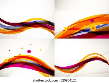 Set of abstract backgrounds. Elegant colorful decorated lines and waves with copy space for your message. Banner advertising layouts - templates and wallpapers