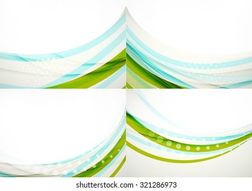 Conjunto de fondos abstractos. Elegantes líneas y olas de colores con espacio de copias para tu mensaje. Diseños publicitarios de pancartas - plantillas y fondos de pantalla