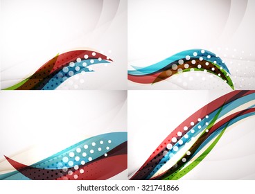 Set of abstract backgrounds. Elegant colorful decorated lines and waves with copyspace for your message. Banner advertising layouts - templates and wallpapers