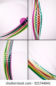 Conjunto de fondos abstractos. Elegantes líneas y olas de colores con espacio de copias para tu mensaje. Diseños publicitarios de pancartas - plantillas y fondos de pantalla