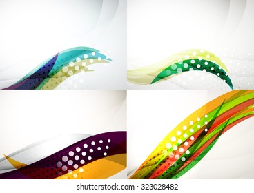 Set of abstract backgrounds. Elegant colorful decorated lines and waves with copyspace for your message. Banner advertising layouts - templates and wallpapers