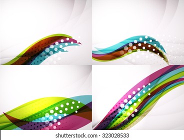 Conjunto de fondos abstractos. Elegantes líneas y olas de colores con espacio de copias para tu mensaje. Diseños publicitarios de pancartas - plantillas y fondos de pantalla