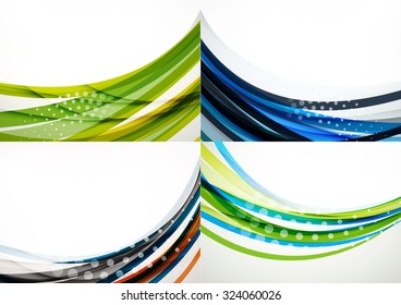 Set of abstract backgrounds. Elegant colorful decorated lines and waves with copyspace for your message. Banner advertising layouts - templates and wallpapers