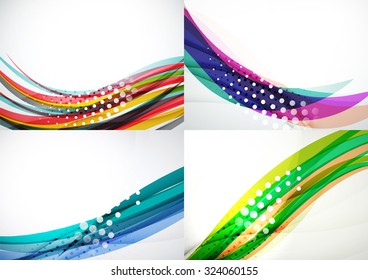 Conjunto de fondos abstractos. Elegantes líneas y olas de colores con espacio de copias para tu mensaje. Diseños publicitarios de pancartas - plantillas y fondos de pantalla