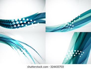 Set of abstract backgrounds. Elegant colorful decorated lines and waves with copyspace for your message. Banner advertising layouts - templates and wallpapers