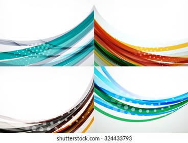 Conjunto de fondos abstractos. Elegantes líneas y olas de colores con espacio de copias para tu mensaje. Diseños publicitarios de pancartas - plantillas y fondos de pantalla