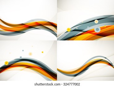 Set of abstract backgrounds. Elegant colorful decorated lines and waves with copyspace for your message. Banner advertising layouts - templates and wallpapers