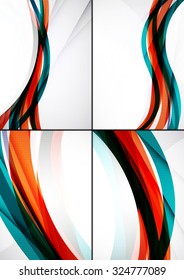 Set of abstract backgrounds. Elegant colorful decorated lines and waves with copyspace for your message. Banner advertising layouts - templates and wallpapers