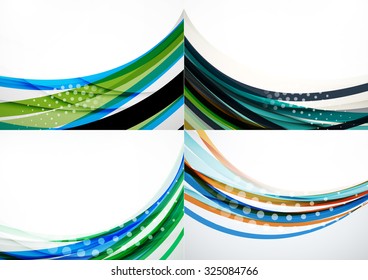 Conjunto de fondos abstractos. Elegantes líneas y olas de colores con espacio de copias para tu mensaje. Diseños publicitarios de pancartas - plantillas y fondos de pantalla