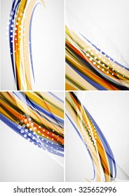 Set of abstract backgrounds. Elegant colorful decorated lines and waves with copyspace for your message. Banner advertising layouts - templates and wallpapers