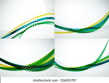 Conjunto de fondos abstractos. Elegantes líneas y olas de colores con espacio de copias para tu mensaje. Diseños publicitarios de pancartas - plantillas y fondos de pantalla