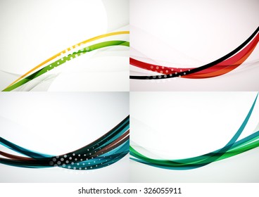 Set of abstract backgrounds. Elegant colorful decorated lines and waves with copyspace for your message. Banner advertising layouts - templates and wallpapers