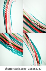Conjunto de fondos abstractos. Elegantes líneas y olas de colores con espacio de copias para tu mensaje. Diseños publicitarios de pancartas - plantillas y fondos de pantalla