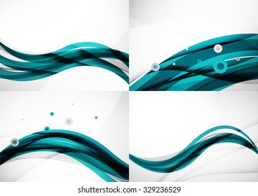 Set of abstract backgrounds. Elegant colorful decorated lines and waves with copyspace for your message. Banner advertising layouts - templates and wallpapers