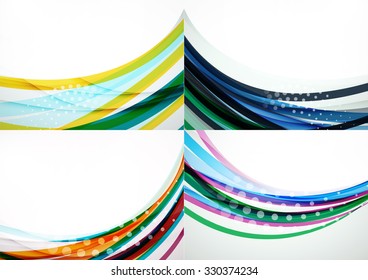 Conjunto de fondos abstractos. Elegantes líneas y olas de colores con espacio de copias para tu mensaje. Diseños publicitarios de pancartas - plantillas y fondos de pantalla