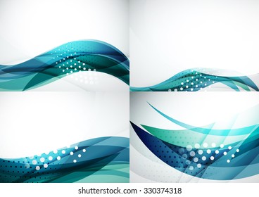 Conjunto de fondos abstractos. Elegantes líneas y olas de colores con espacio de copias para tu mensaje. Diseños publicitarios de pancartas - plantillas y fondos de pantalla