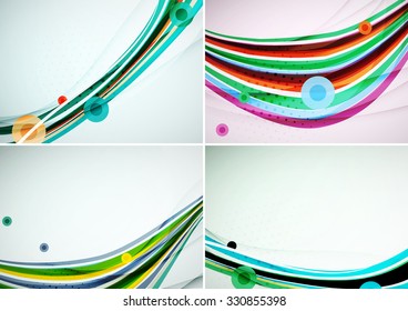 Set of abstract backgrounds. Elegant colorful decorated lines and waves with copyspace for your message. Banner advertising layouts - templates and wallpapers
