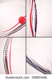 Conjunto de fundos abstratos. Elegante colorido decorado linhas e ondas com copyspace para a sua mensagem. Layouts de publicidade de banner - modelos e papéis de parede